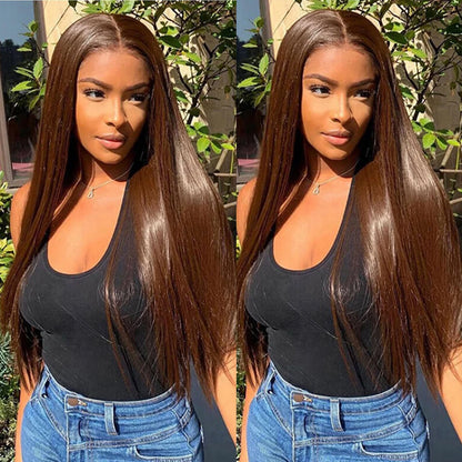 Lace Front Human Hair Chocolate Brown Colored