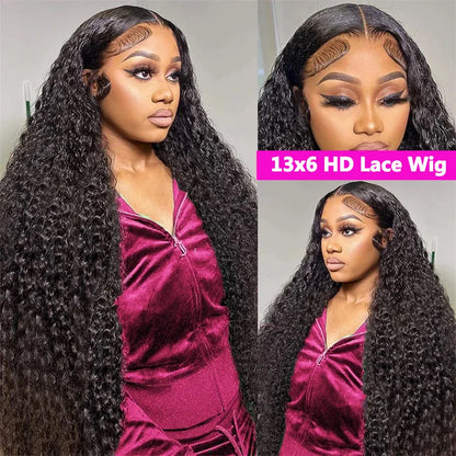 Curly Human Hair Frontal Wigs Full Bouncy