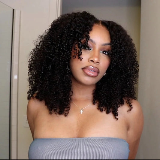 Transparent Glueless Lace Wigs Kinky Curly