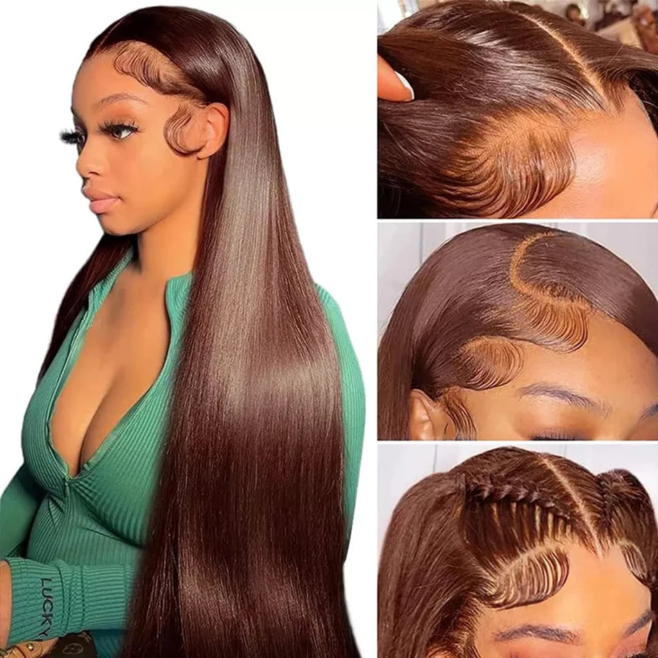 Lace Front Human Hair Chocolate Brown Colored