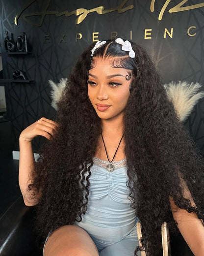 Curly Human Hair Frontal Wigs Full Bouncy