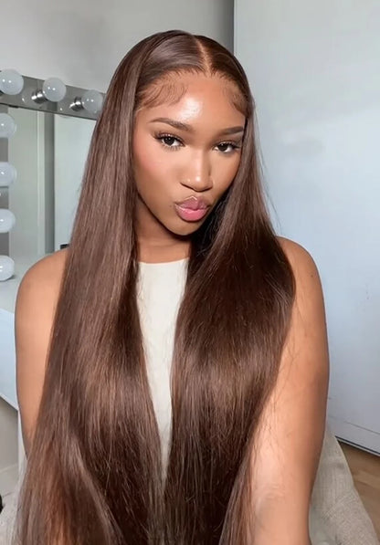 Lace Front Human Hair Chocolate Brown Colored